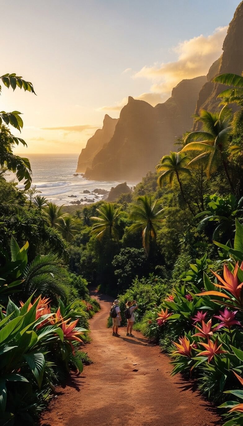 Palm-fringed cove in the blue evening light — Privacy Policy